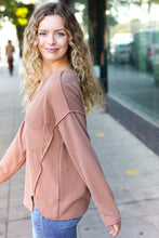 Load image into Gallery viewer, Eyes On You Camel Mineral Wash Rib Notch Neck Pocketed Top