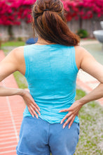 Load image into Gallery viewer, Summer Days Ice Blue Melange Ribbed Henley Button Down Tank