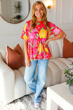Load image into Gallery viewer, Time For Sun Fuchsia Floral Drop Shoulder Babydoll Top