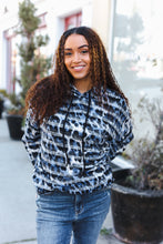 Load image into Gallery viewer, Casual Chic Blue & Black Animal Print Stripe Hoodie