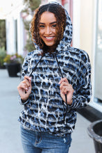Load image into Gallery viewer, Casual Chic Blue & Black Animal Print Stripe Hoodie
