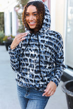 Load image into Gallery viewer, Casual Chic Blue & Black Animal Print Stripe Hoodie