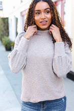 Load image into Gallery viewer, Stay Awhile Taupe Brushed Melange Puff Short Sleeve Sweater
