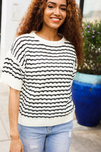 Load image into Gallery viewer, You've Got This Ivory & Black Wavy Stripe Pattern Sweater Top