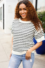 Load image into Gallery viewer, You've Got This Ivory & Black Wavy Stripe Pattern Sweater Top