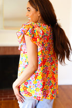 Load image into Gallery viewer, Flower Power Ivory & Red Floral Mock Neck Flutter Sleeve Top