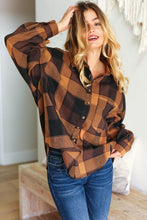 Load image into Gallery viewer, Rock'n Plaid Camel & Charcoal Button Down Oversized Shirt
