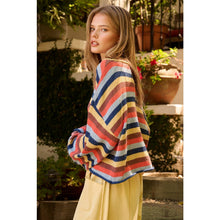 Load image into Gallery viewer, mittoshop - MULTICOLOR STRIPED SWEATER KNIT TOP