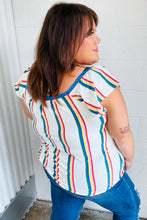 Load image into Gallery viewer, Multicolor Striped Raglan Flutter Sleeve Top