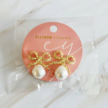 Load image into Gallery viewer, Ellison+Young - Dangle Pearl Antique Bow Earrings