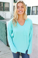 Load image into Gallery viewer, Eyes On You Seafoam Mineral Wash Rib Notch Neck Pocket Top