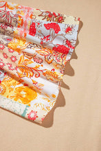 Load image into Gallery viewer, Suhkasana - Beige Floral Patchwork Batwing Sleeve Round Neck Blouse