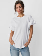 Load image into Gallery viewer, Suhkasana - Women's Ruffle Sleeve Crew Neck T-Shirt – Casual Summer Solid Color Top