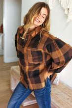 Load image into Gallery viewer, Rock'n Plaid Camel & Charcoal Button Down Oversized Shirt