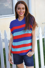 Load image into Gallery viewer, Forget Me Not Royal Blue Stripe Short Sleeve Dolman Sweater