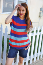Load image into Gallery viewer, Forget Me Not Royal Blue Stripe Short Sleeve Dolman Sweater