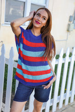 Load image into Gallery viewer, Forget Me Not Royal Blue Stripe Short Sleeve Dolman Sweater