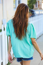 Load image into Gallery viewer, Follow Me Mint Frill Mock Neck Woven Top