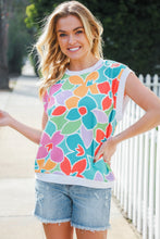 Load image into Gallery viewer, Beautiful You Teal Multicolor Floral Rib Dolman Sleeve Top