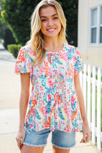 Load image into Gallery viewer, Perfect Find Ivory Floral Leaf Print Short Sleeve Babydoll Top