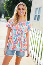 Load image into Gallery viewer, Perfect Find Ivory Floral Leaf Print Short Sleeve Babydoll Top