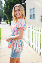 Load image into Gallery viewer, Perfect Find Ivory Floral Leaf Print Short Sleeve Babydoll Top