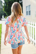 Load image into Gallery viewer, Perfect Find Ivory Floral Leaf Print Short Sleeve Babydoll Top