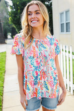 Load image into Gallery viewer, Perfect Find Ivory Floral Leaf Print Short Sleeve Babydoll Top