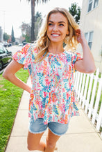 Load image into Gallery viewer, Perfect Find Ivory Floral Leaf Print Short Sleeve Babydoll Top