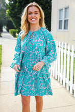 Load image into Gallery viewer, Boho Romance Mint Floral Print Front Ribbon Bow Tiered Dress