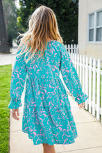 Load image into Gallery viewer, Boho Romance Mint Floral Print Front Ribbon Bow Tiered Dress