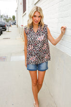 Load image into Gallery viewer, Dazzle In Black Leopard Print Frill Notch Neck Top