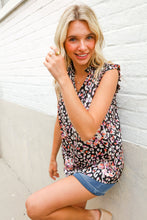 Load image into Gallery viewer, Dazzle In Black Leopard Print Frill Notch Neck Top