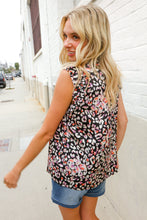Load image into Gallery viewer, Dazzle In Black Leopard Print Frill Notch Neck Top