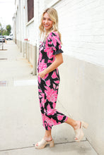 Load image into Gallery viewer, Spring Vibes Black Floral Print Ruffle Sleeve Wide Leg Jumpsuit