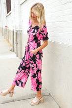 Load image into Gallery viewer, Spring Vibes Black Floral Print Ruffle Sleeve Wide Leg Jumpsuit