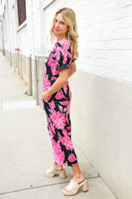 Load image into Gallery viewer, Spring Vibes Black Floral Print Ruffle Sleeve Wide Leg Jumpsuit