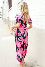 Load image into Gallery viewer, Spring Vibes Black Floral Print Ruffle Sleeve Wide Leg Jumpsuit