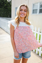 Load image into Gallery viewer, Coral & White Cotton Floral Embroidered Yoke Top