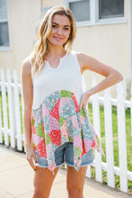 Load image into Gallery viewer, Feeling Femme Beige Patchwork Notched Neck Shark bite Top