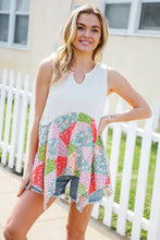 Load image into Gallery viewer, Feeling Femme Beige Patchwork Notched Neck Shark bite Top