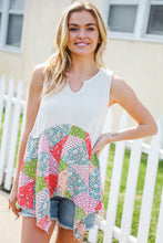 Load image into Gallery viewer, Feeling Femme Beige Patchwork Notched Neck Shark bite Top