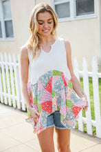 Load image into Gallery viewer, Feeling Femme Beige Patchwork Notched Neck Shark bite Top