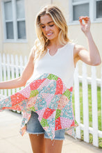 Load image into Gallery viewer, Feeling Femme Beige Patchwork Notched Neck Shark bite Top