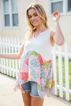 Load image into Gallery viewer, Feeling Femme Beige Patchwork Notched Neck Shark bite Top