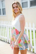 Load image into Gallery viewer, Feeling Femme Beige Patchwork Notched Neck Shark bite Top