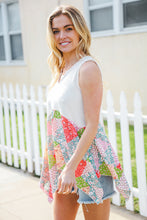 Load image into Gallery viewer, Feeling Femme Beige Patchwork Notched Neck Shark bite Top