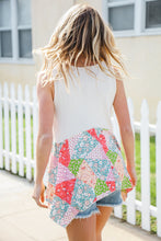 Load image into Gallery viewer, Feeling Femme Beige Patchwork Notched Neck Shark bite Top