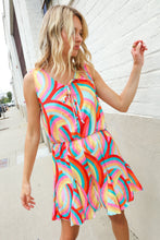 Load image into Gallery viewer, Find Love Multicolor Neck Ribbon Tie Bow Flare Hem Romper