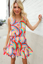 Load image into Gallery viewer, Find Love Multicolor Neck Ribbon Tie Bow Flare Hem Romper